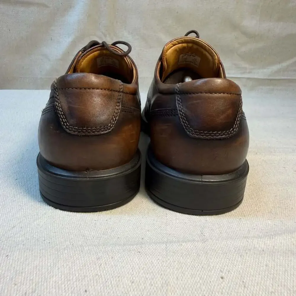 Ecco Cairo Apron Toe Tie Walnut Brown Leather Oxford